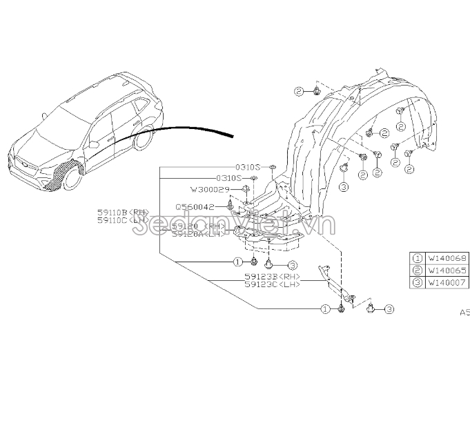 Lòng dè chắn bùn Subaru Forester 2018