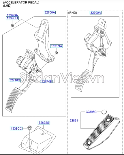 Chân ga điện Hyundai Santafe 2010-2012