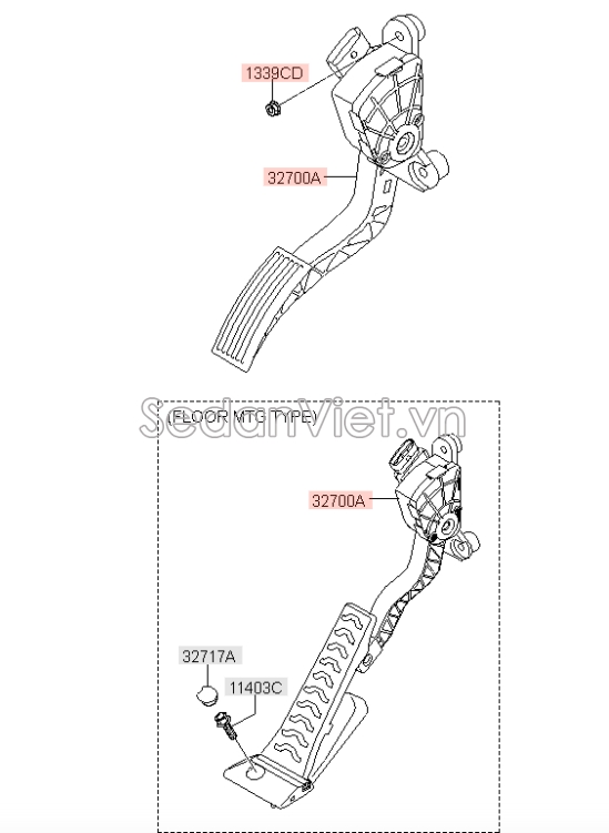 Chân ga KIA Morning 2015