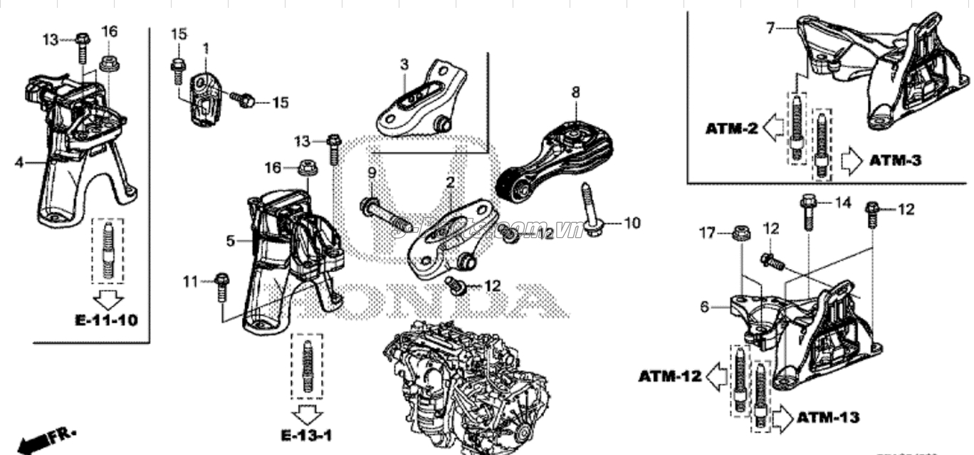 Chân hộp số Honda Civic 2017