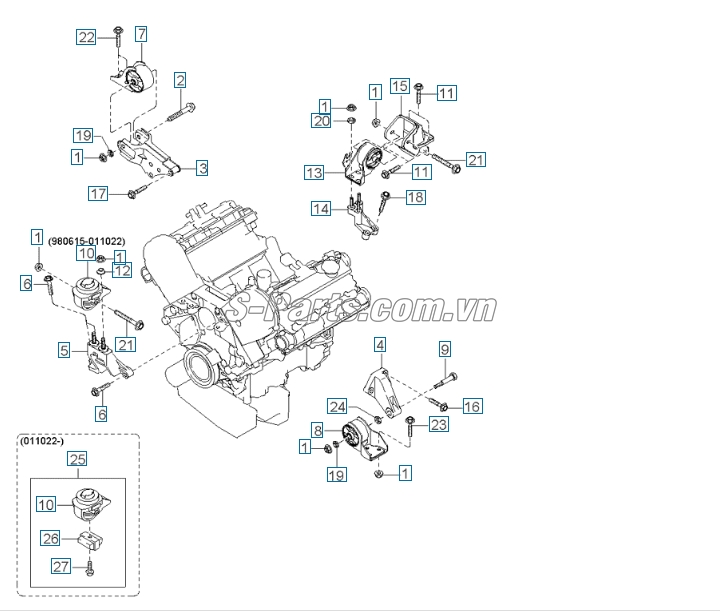 Chân máy KIA Carnival 2004-2007
