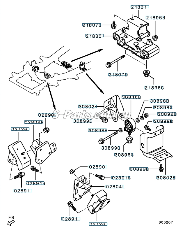 Cao su chân hộp số Mitsubishi Triton 2005-2009