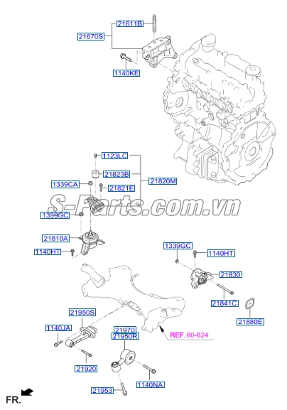 Miếng nhôm bắt đầu đầu máy Hyundai Santafe 2013-2015