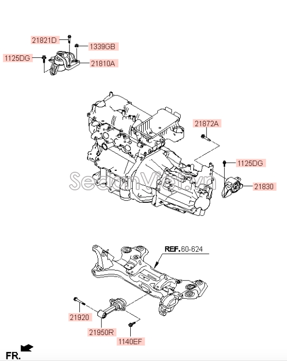 Chân máy đầu hộp số tự động KIA Morning 2012-2014
