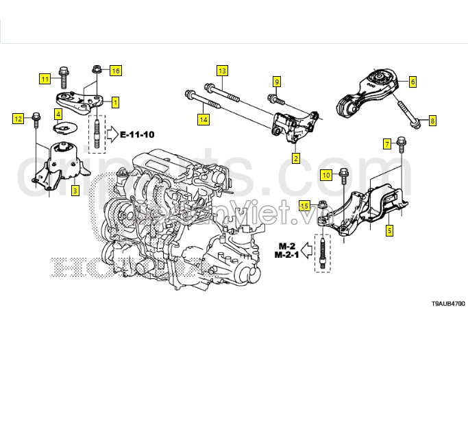 Chân treo hộp số tự động Honda City 2015