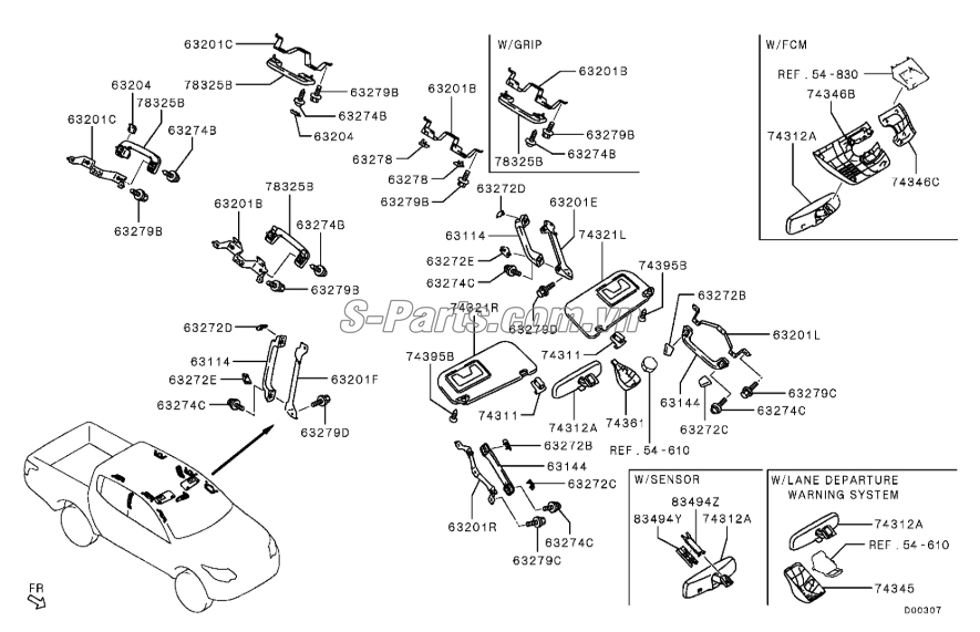Gương chiếu hậu trong xe Mitsubishi Triton 2005-2009