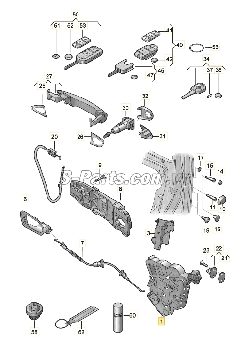 Ổ khóa ngậm cánh cửa Volkswagen Polo Sedan 2015