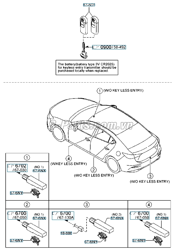 Vỏ chìa khóa mazda 6 2014-2016