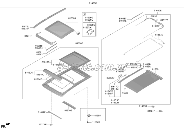 Thanh ray dẫn hướng cửa sổ trời toàn cảnh KIA New Sorento 2014-2017