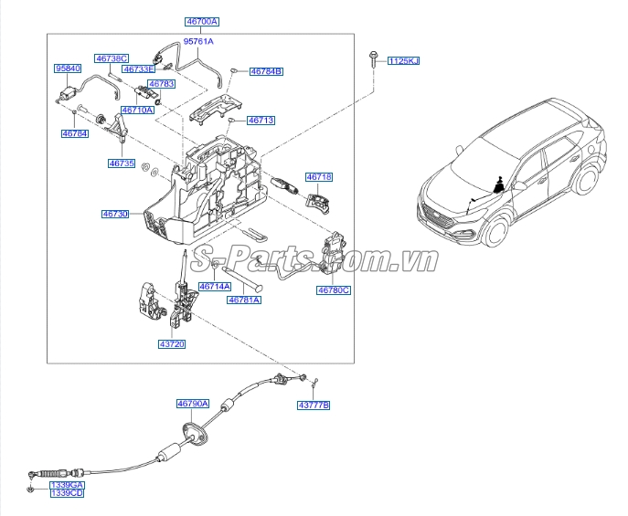 Khóa chuyển số Hyundai Tucson 2015-2017