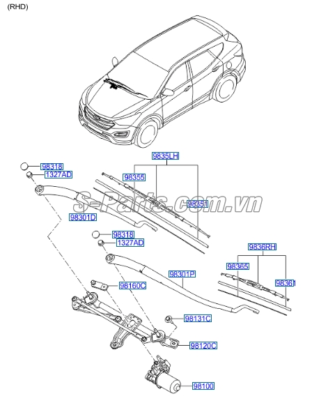 Lưỡi gạt mưa  Hyundai Santafe 2017