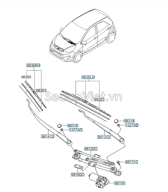 Cần gạt mưa KIA Morning 2012-2014