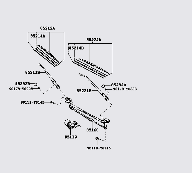 Mô tơ gạt mưa trước Toyota Fortuner 2009-2012