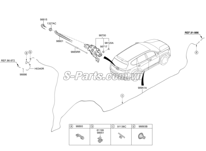 Cần gạt mưa sau Hyundai Santafe 2019