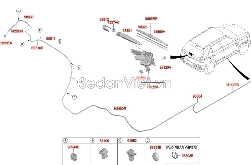 Ống dẫn nước rửa kính Hyundai Tucson 2015-2017