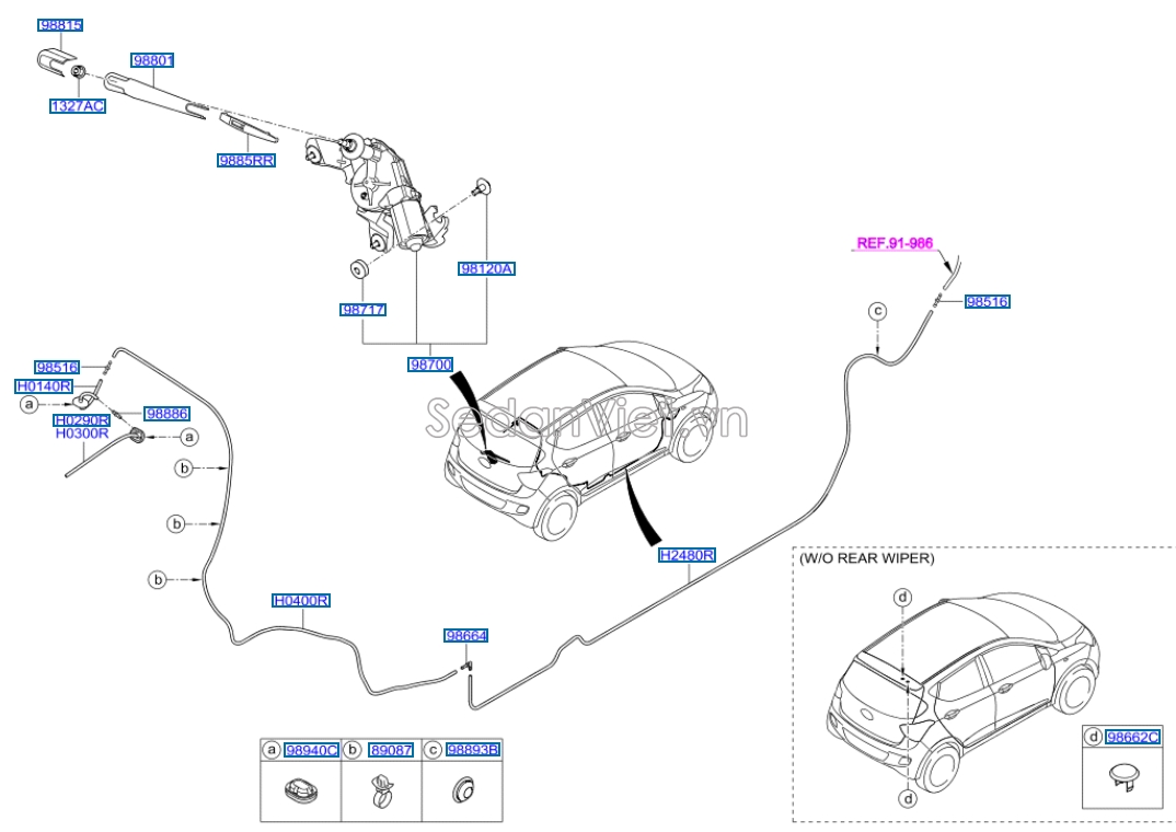 Mô tơ gạt mưa sau Hyundai i10 Grand 2014-2016