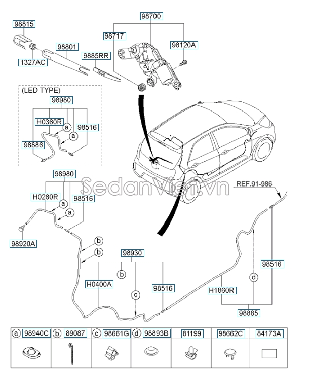 Lưỡi gạt mưa sau KIA Morning 2012-2014