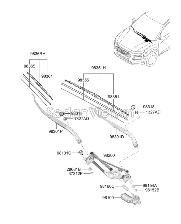 Motor gạt mưa trước KIA Cerato 2019