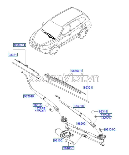 Cần gạt mưa Hyundai Santafe 2006-2008