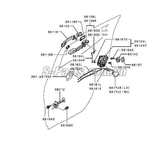 Chốt cửa Mitsubishi Triton 2010-2013
