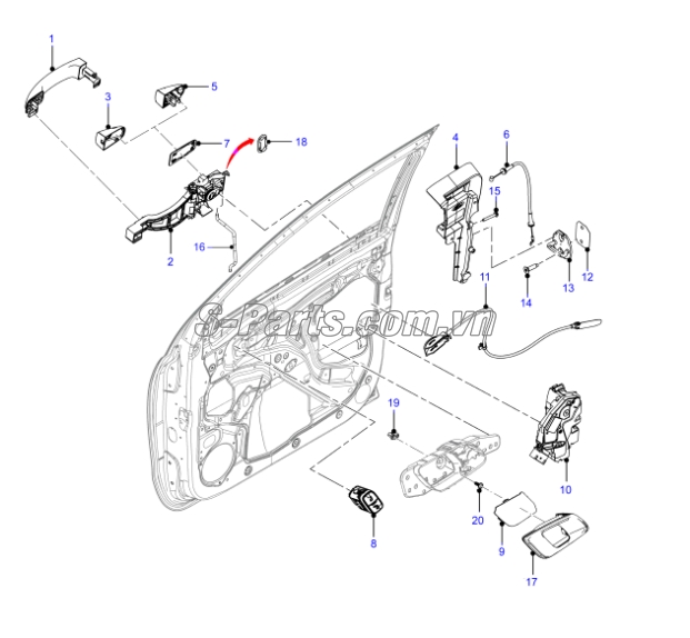 Tay mở cửa ngoài Mazda BT-50 2012-2015