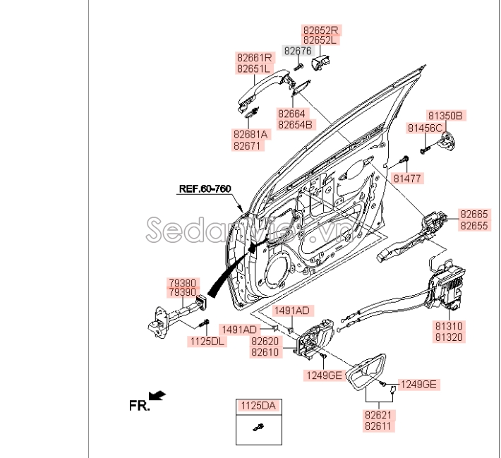 Chốt khóa cửa Hyundai Santafe 2019-2021