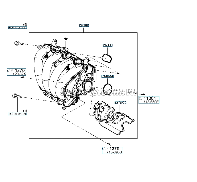 Cổ hút Mazda 3 2013-2016