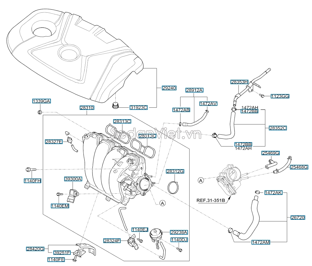Cảm biến áp suất khí nạp Hyundai Elantra 2012-2014