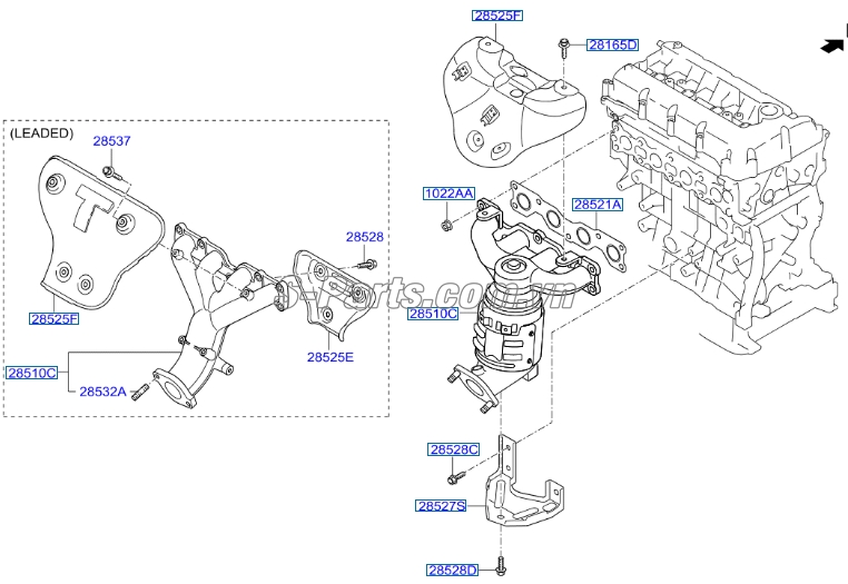 Gioăng cổ xả Hyundai Santafe 2019-2021