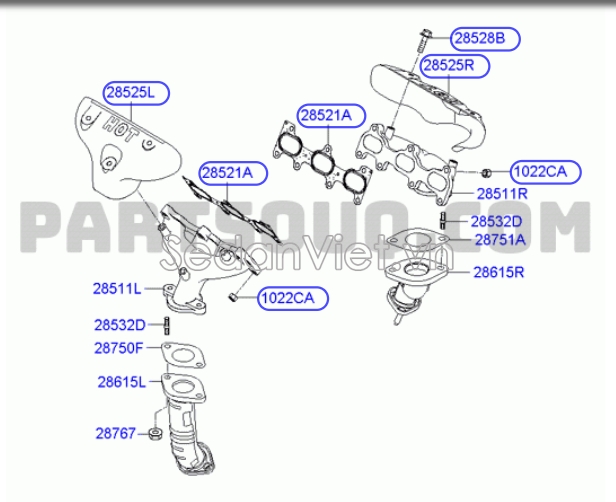 Cách nhiệt cổ xả Hyundai Santafe 2006-2008