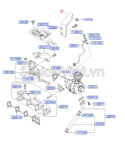 Cổ xả Hyundai Santafe 2006-2008