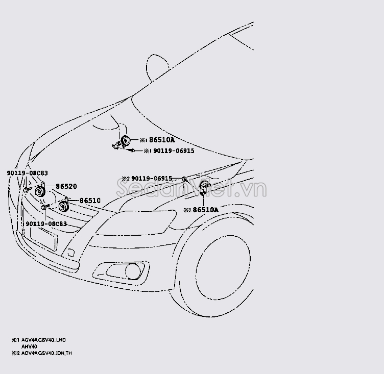 Còi xe Toyota Camry 2007-2008