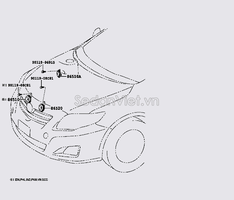 Còi xe Toyota Camry 2007-2008