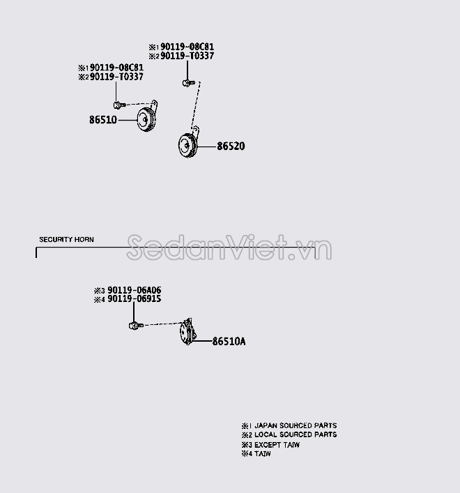 Còi xe Toyota Camry 2007-2008