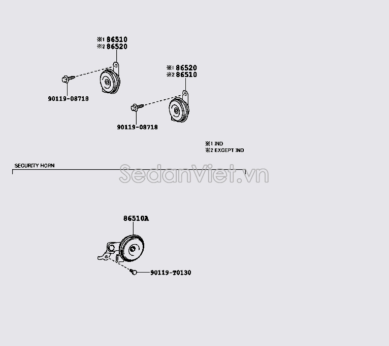 Còi xe Toyota Camry 2007-2008
