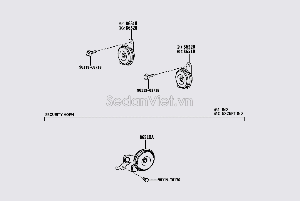Còi xe Toyota Camry 2007-2008