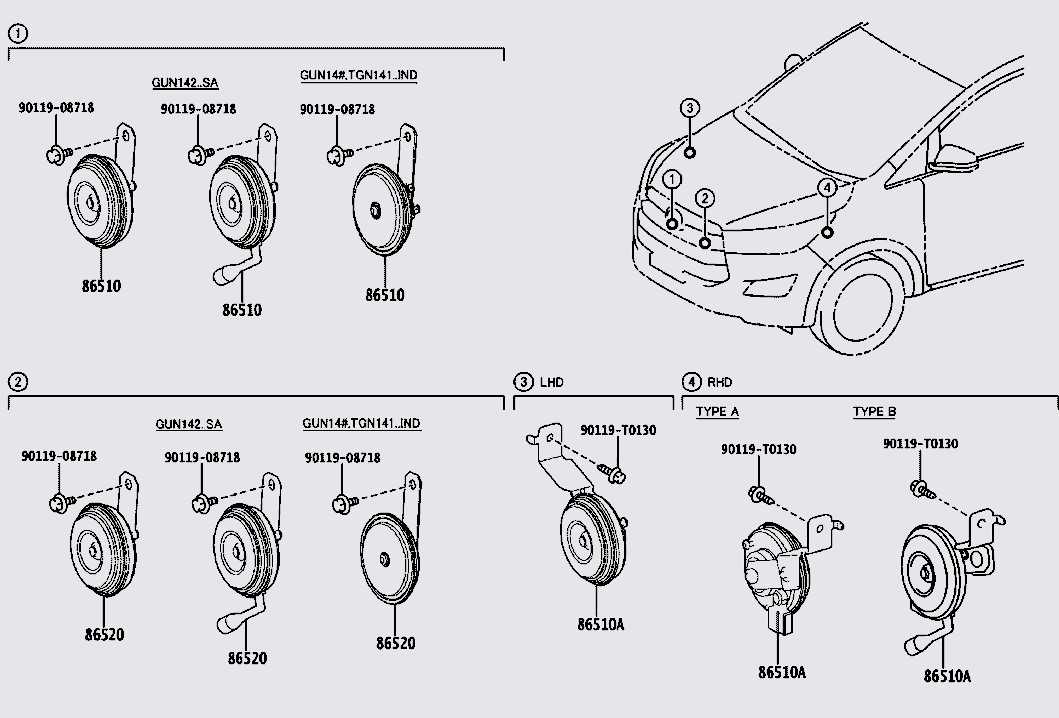 Còi xe Toyota Camry 2007-2008