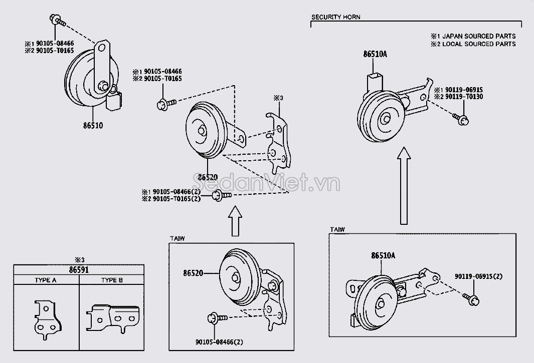 Còi xe Toyota Camry 2007-2008