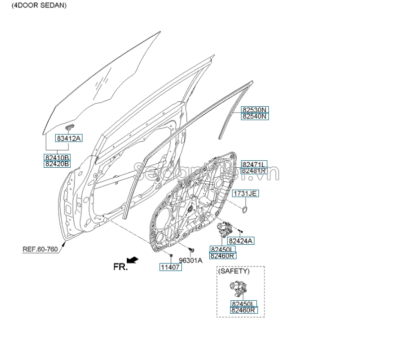 Kính cánh cửa KIA K3 2013-2016