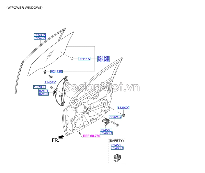 Mô tơ lên xuống kính cánh cửa Hyundai i10 Grand 2014-2016