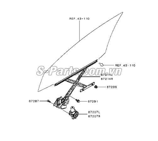 Compa nâng hạ kính cánh cửa không mô tơ Mitsubishi Triton All New 2015-2017