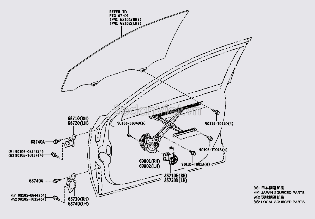 Bản lề cửa Toyota Corolla Altis 2008-2010