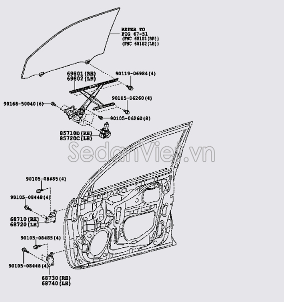 Bản lề cánh cửa trước Toyota Corolla Altis 2008-2010