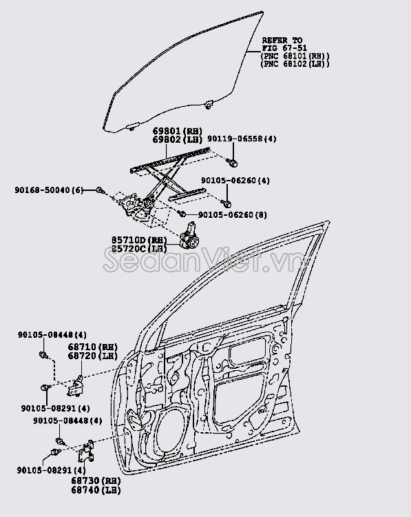 Bản lề cánh cửa trước Toyota Corolla Altis 2008-2010