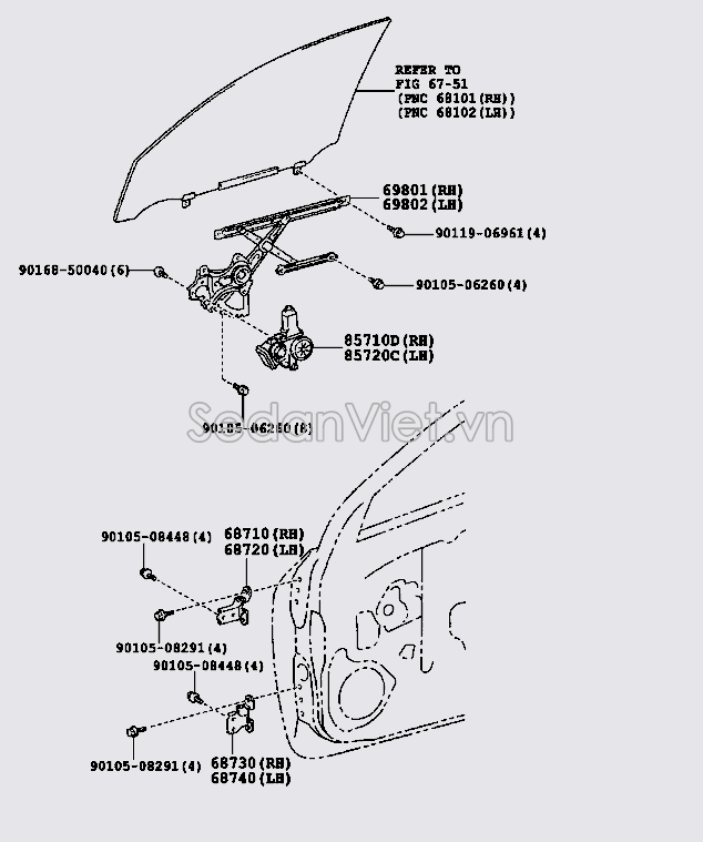 Bản lề cánh cửa trước Toyota Corolla Altis 2008-2010