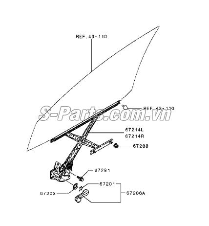 Compa nâng hạ kính cánh cửa không mô tơ Mitsubishi Triton All New 2015-2017