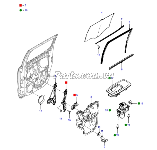 Công tắc lên xuống kính đơn Mazda BT-50 2016