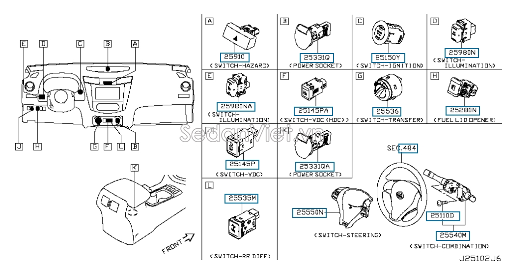 Công tắc pha cos Nissan Navara NP300 2015