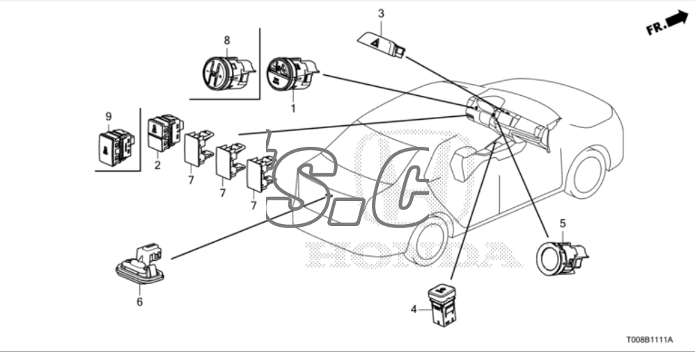 Công tắc đèn chiếu sáng trong Honda City 2020-2022