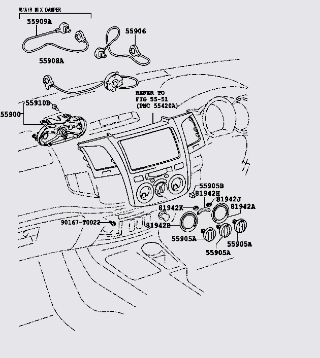 Dây chỉnh công tắc điều hòa Toyota Fortuner 2009-2012